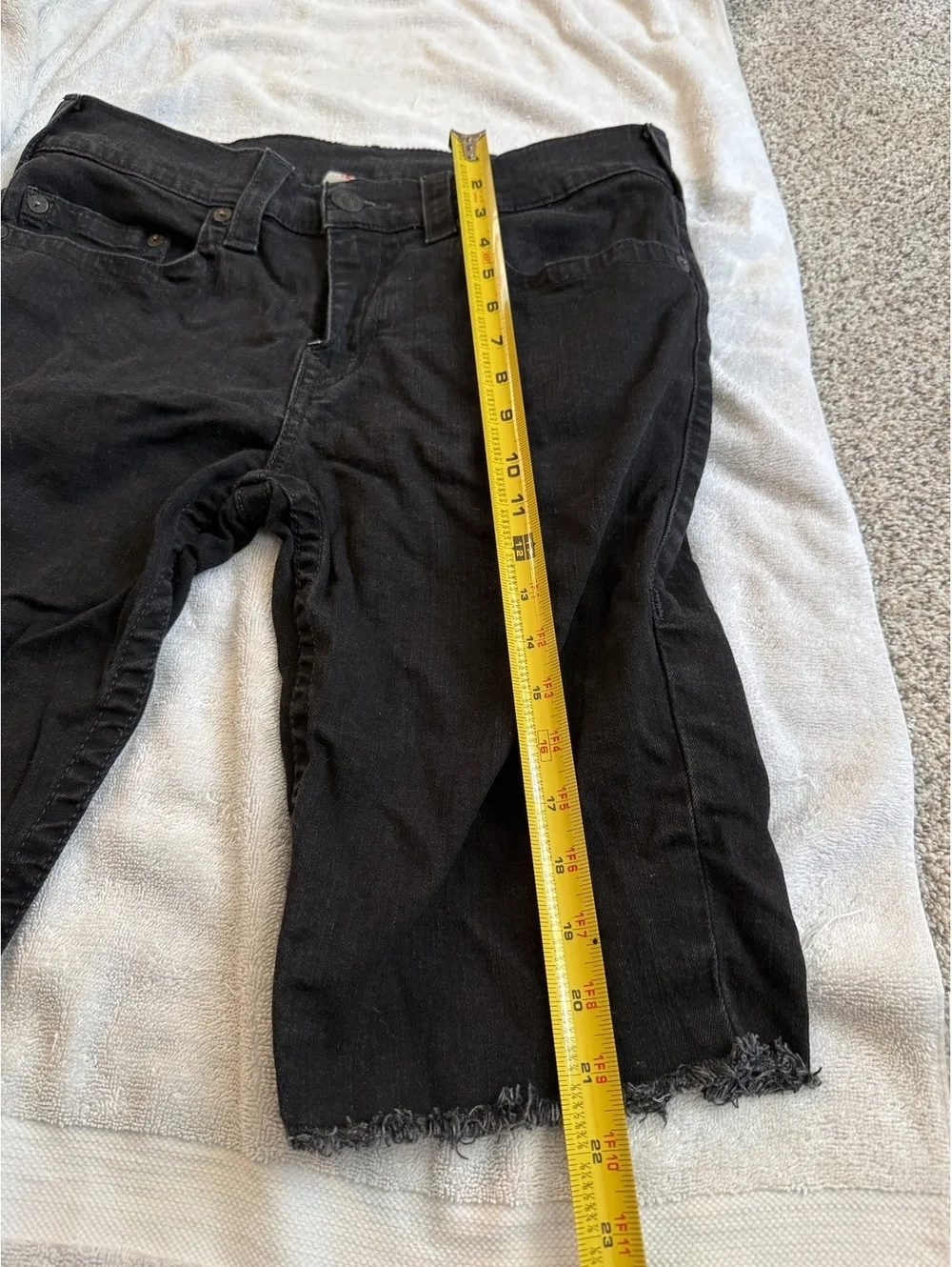 True Religion Y2K Skater Jort Black Denim Bermuda Shorts Size 32